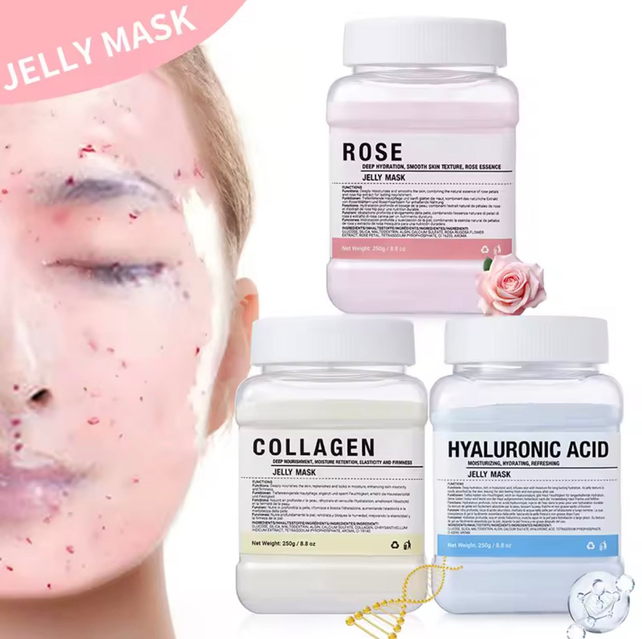 Masque pour visage: masque Jelly hydratant, visage.–peau, douce et éclatante ￼