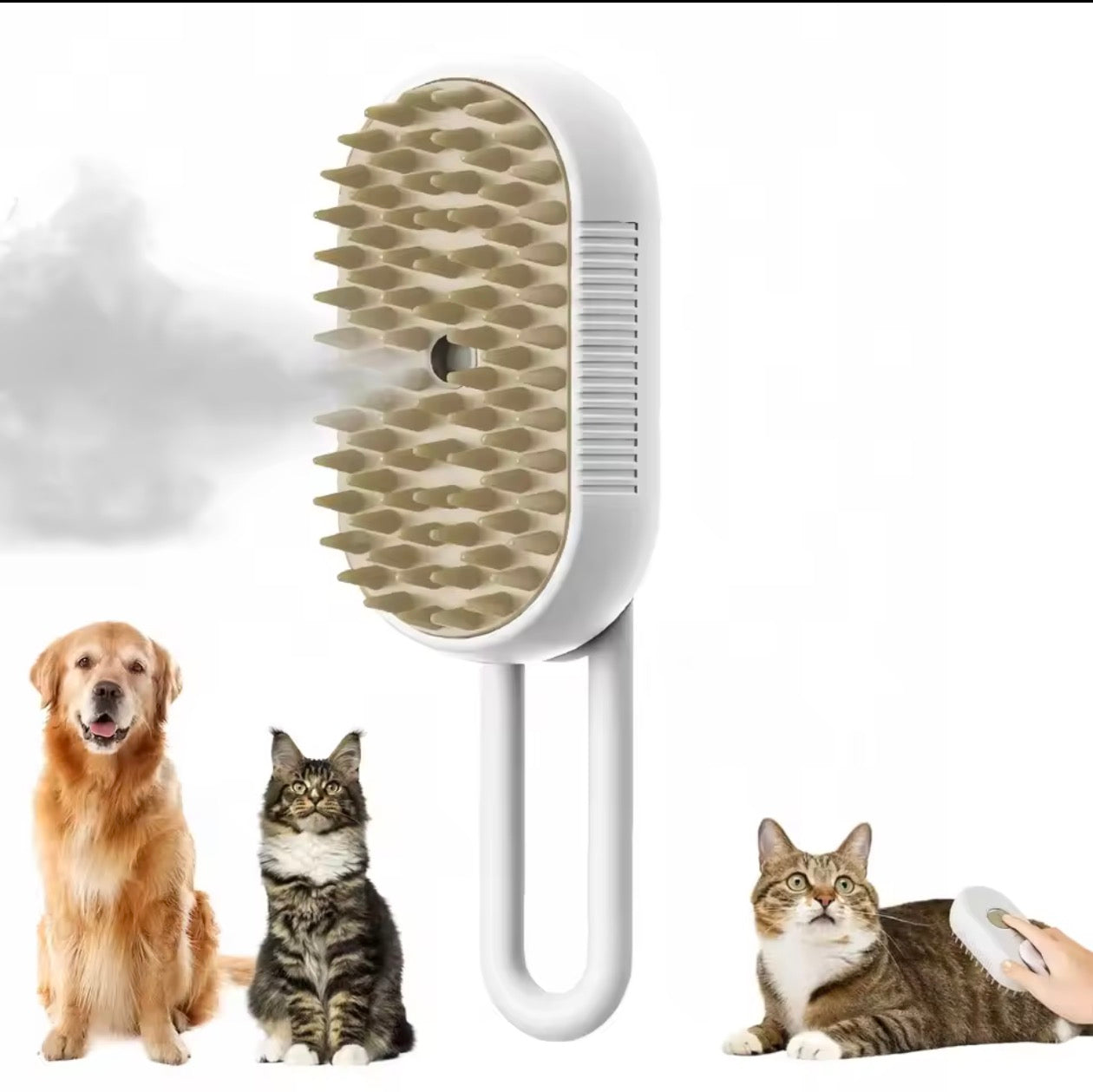 Brosse vapeur, magique pour animaux « chien & chat  » 3-en-1 nettoyage,anti-polis, les massages
