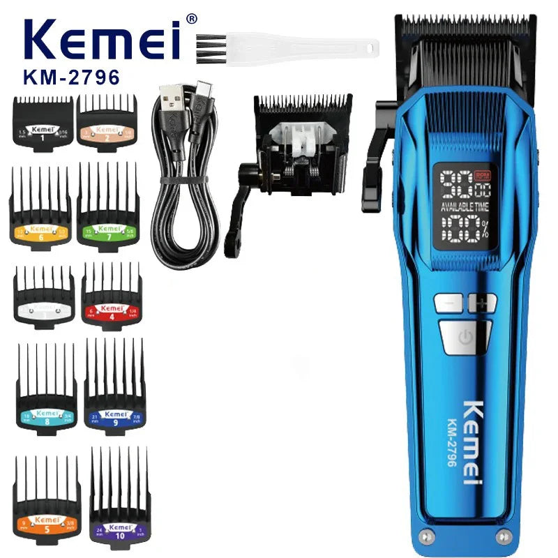 Kemei 2796 Barber Hair Clipper Professional 9000RPM Fade Haircut Machine Electric Trimmer Hair Cutter for Men Brushless Motor