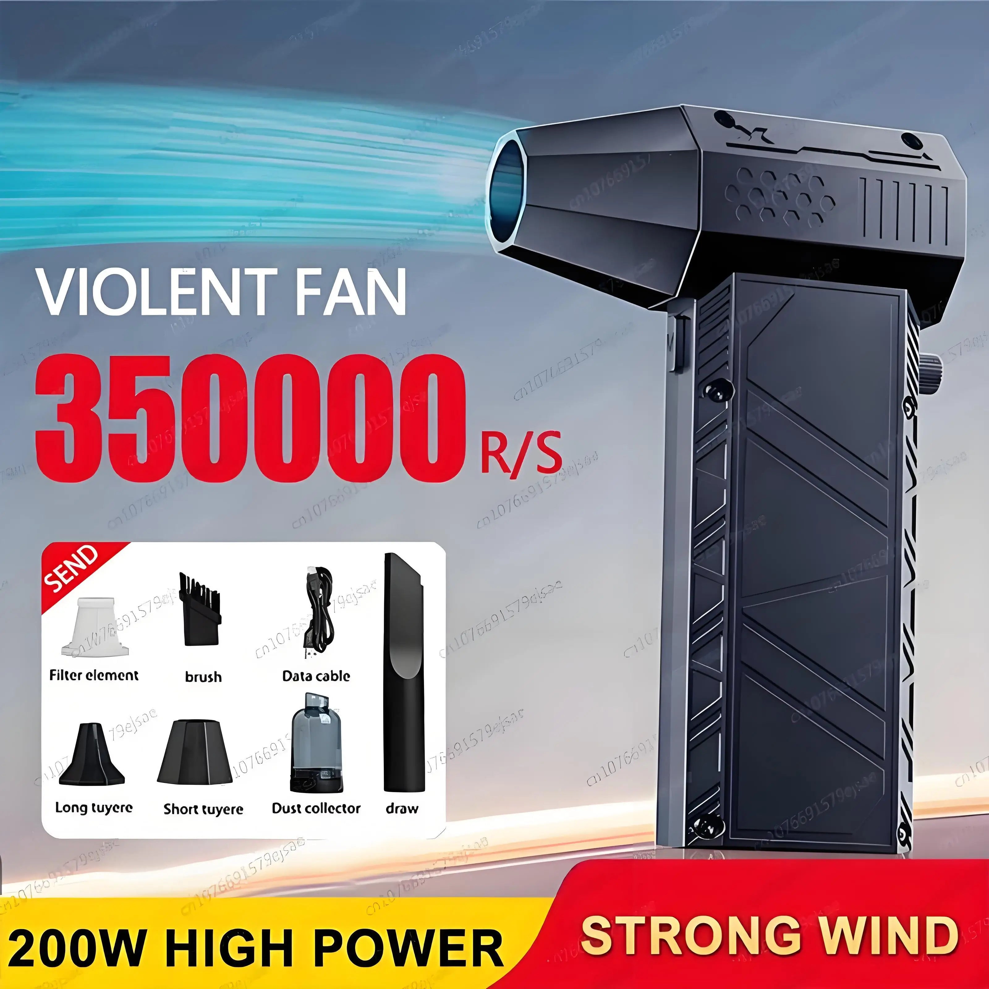 New 350000RPM X6 Electric Violent Fan Blower Vacuum Dust Cleaner Type-C Charge Strong Wind 53m/s Brushless Turbo Jet Blower ﻿