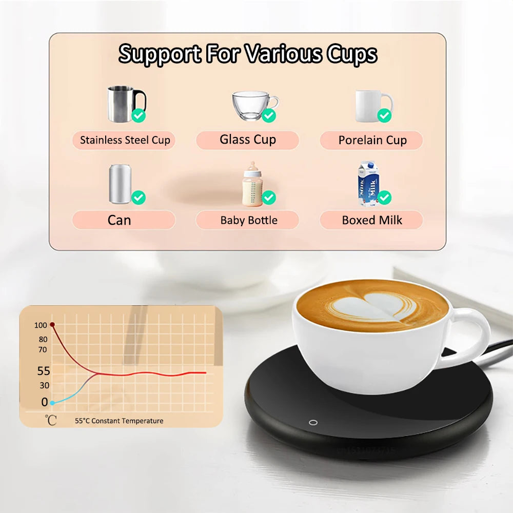 USB Cup Heater Coffee Mug Warmer Electric Milk Tea Cup Heating Coaster Cup Warmer For Home Office USB Desk Cup Warmer