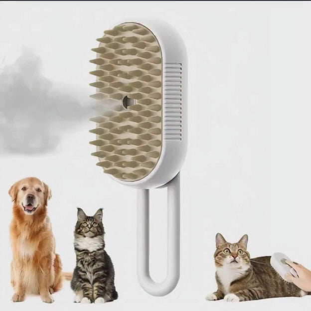 Brosse vapeur, magique pour animaux, chat et chien 3-en-1 nettoyage, anti -poils et massage￼