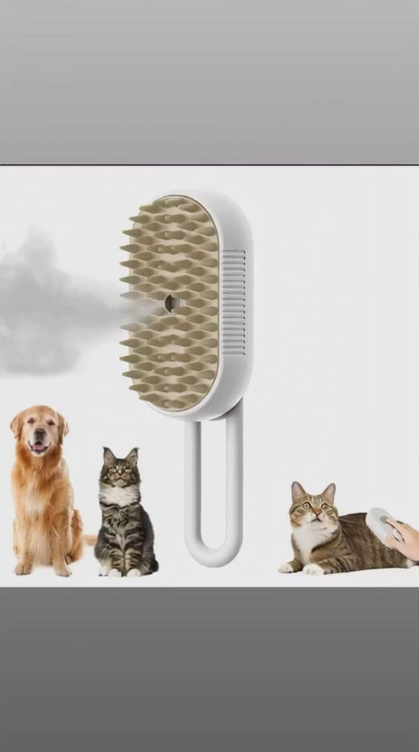 Brosse vapeur, magique pour animaux, chat et chien 3-en-1 nettoyage, anti -poils et massage￼